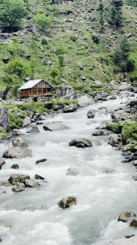 Water flowing on the Montain from kashmir
