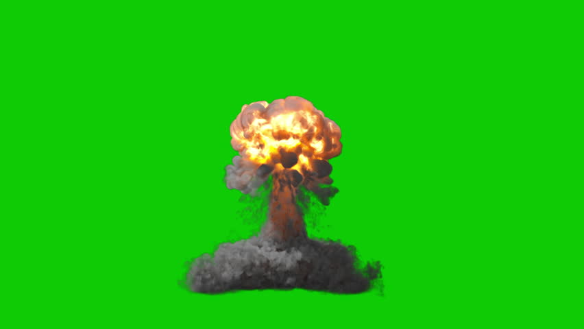 Explosive mushroom cloud isolated on green background - Powered by Shutterstock - Get 15% off with code: PIKWIZARD15