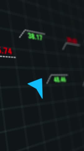 Financial business chart of the rise and fall of the investment arrow in real time 