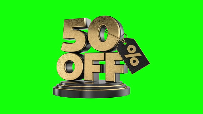 Animation of a 50 percent discount sticker. 50% Off Discount 3D Tag Animation white screen Video 4K Ultra HD. Design. Special Offer 50% off Animation.