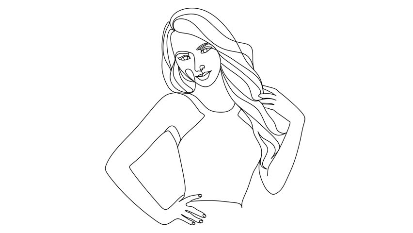 Woman head vector lineart illustration. One Line style drawing. Woman Line Art Minimalist Logo. Without artificial intelligence