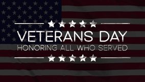 Happy Veterans Day silver text with evaporate animation on United States flag background. Suitable for celebrating US Veterans Day. - Powered by Shutterstock - Get 15% off with code: PIKWIZARD15