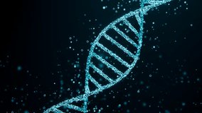 Blue spinning DNA strand and fluid particles. Biotechnology, human genome, laboratory research, genetic and medical science concept.  - Powered by Shutterstock - Get 15% off with code: PIKWIZARD15