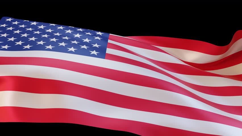 Waving American flag. Animated 3D 
USA flag with alpha transparent background.