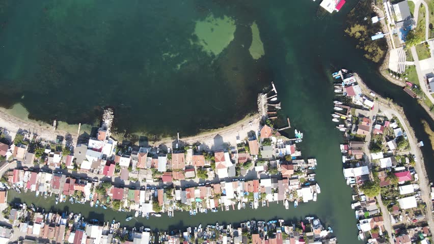 Aerial view of Chengene Skele - Fishing Village (Ribarsko Selishte) near city of Burgas, Bulgaria 