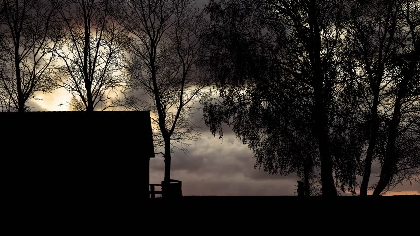 Barn Hut Road Fig Trees lane field rural meadow, Under the charm of a colorful dusk sky.