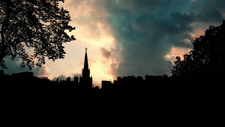Edinburgh Old Town To Travel Facades Houses, Framed by the glow of a radiant dusk
