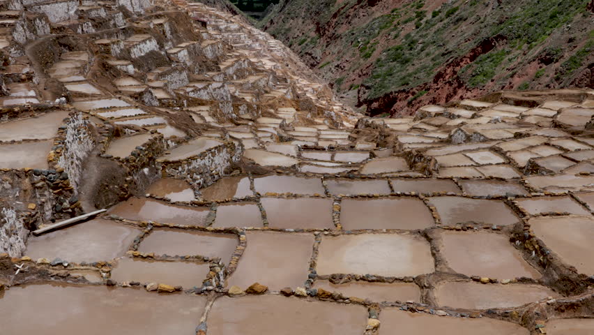 Peru Cusco Tilt Up off of Maras Salt Mines