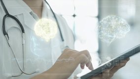 Doctor examining human body anatomy part on tablet with help of augmented reality Halo gram Interface screen. - Powered by Shutterstock - Get 15% off with code: PIKWIZARD15