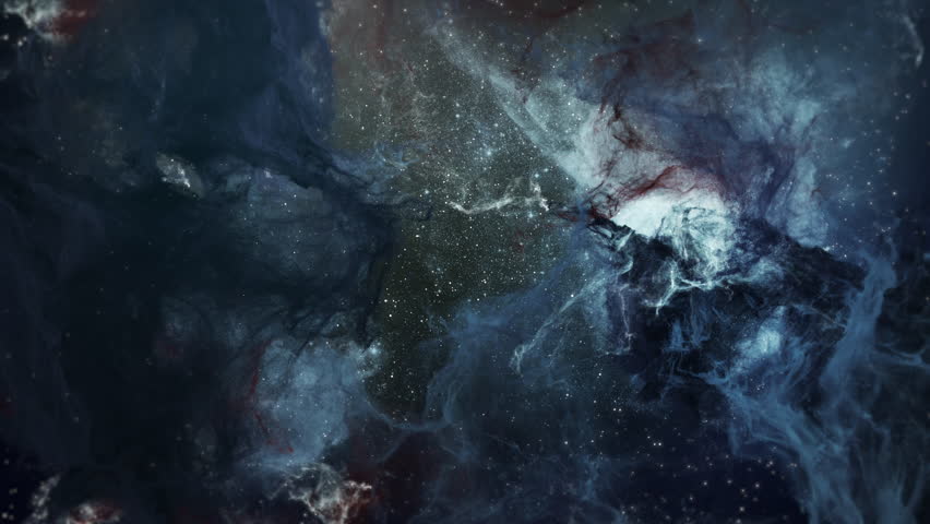 Nebula Clouds Background Loop. 3D rendering. Passing nebula orange clouds on background seamless loop.