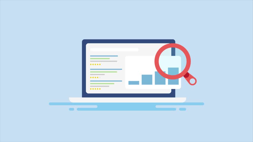 Website ranking analysis on search engine result page, Website getting high traffic from search engine, Website SEO optimization - 2d animation video clip