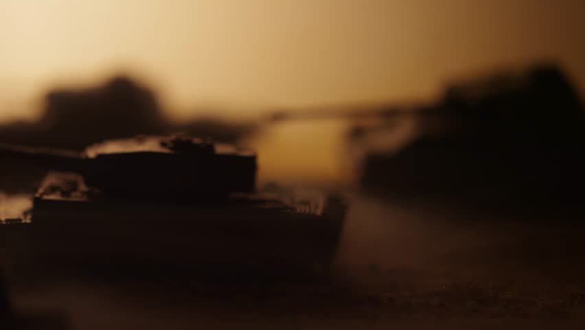 A tank battle scene with Tiger tanks and Shermans facing each other