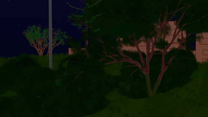 Calm park in the night with stars good night inscription