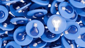 Many light bulbs falling, 3d render animation. Concept of a great idea, Eureka. Solution of the problem, answer, good idea, brainstorming. Realistic design, animated stock footage - Powered by Shutterstock - Get 15% off with code: PIKWIZARD15