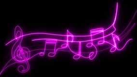 Neon music sheet. Line art. Musical symbols. Isolated on black background. Neon lines. Glowing music icons. Treble Clef. Music note. Musical notes. Music love. Melody, classical, sound design. 

 - Powered by Shutterstock - Get 15% off with code: PIKWIZARD15