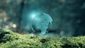Digital Globe Concept Ecological Green Energy Icons Earth Spinning On Real Moss Background - Powered by Shutterstock - Get 15% off with code: PIKWIZARD15