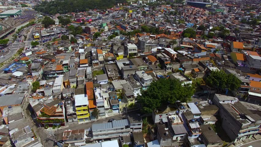 Slum in South America. City Auxiliadora neighborhood, Sao Paulo, Brazil.