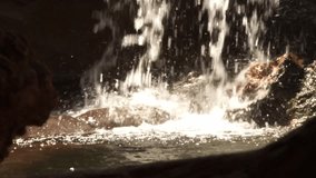 The hippopotamus opens its mouth, grabs water from the waterfall, and the second one watches. A pair of hippos swim and enjoy water treatments in the summer heat, close-up video of the animals - Powered by Shutterstock - Get 15% off with code: PIKWIZARD15