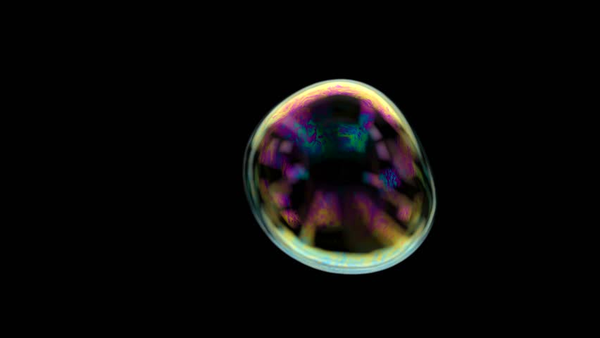 soap bubble pop burst explosion over dark black screen, with 4k colorful motion background, ready for compositing, isolated on black