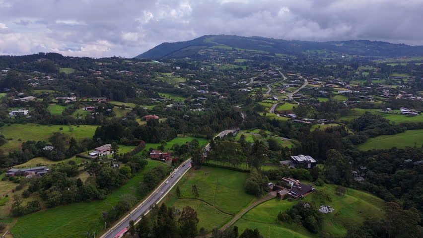 Aerial video at 2,700 meters above sea level. Alto de las Palmas, Antioquia, Colombia.