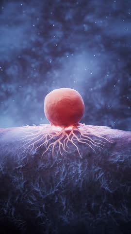 Biological cancer cell and disease, 3d rendering. Motion graphic.