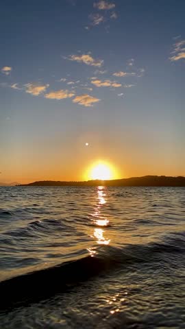 Slow motion footage of Dramatic sunset over the lake Taupo