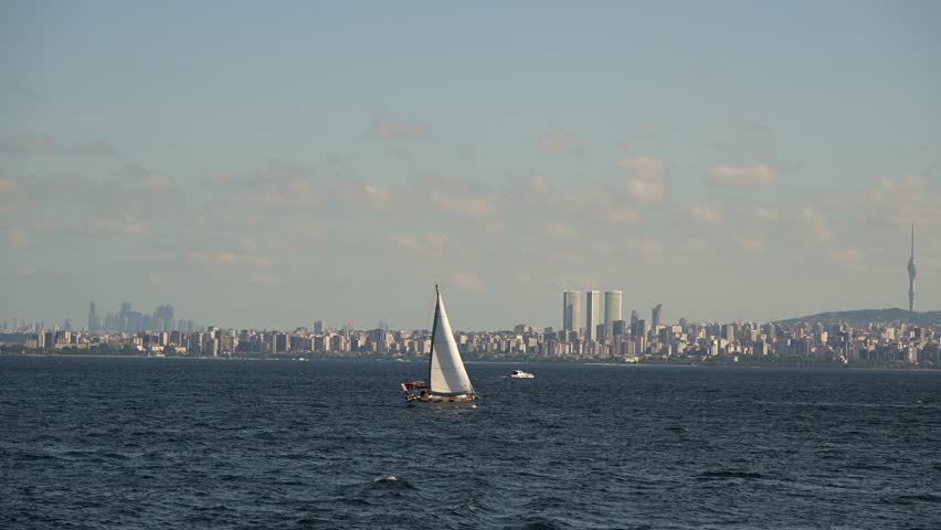 A sailing boat cruising in the Marmara Sea