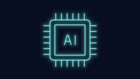 Ai computing neon animation. Cpu animated icon glow effect. Scaling verbal sign. Machine learning acceleration. Dynamic overlay on white background. HD video with alpha channel. Motion graphic - Powered by Shutterstock - Get 15% off with code: PIKWIZARD15