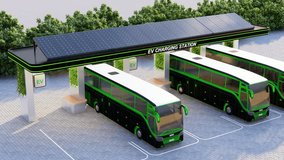 Electric Bus charging in charging station, modern electric E Bus, luxury Transportion Bus are being charging station, Generic electric EV delivery van on a charging station, 3d Rendering - Powered by Shutterstock - Get 15% off with code: PIKWIZARD15