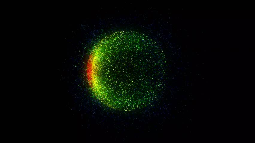 Sphere circle ball made of small luminous flying particles dots grains of sand snowflakes shiny bright festive. Abstract background. Screensaver, video in high quality 4k