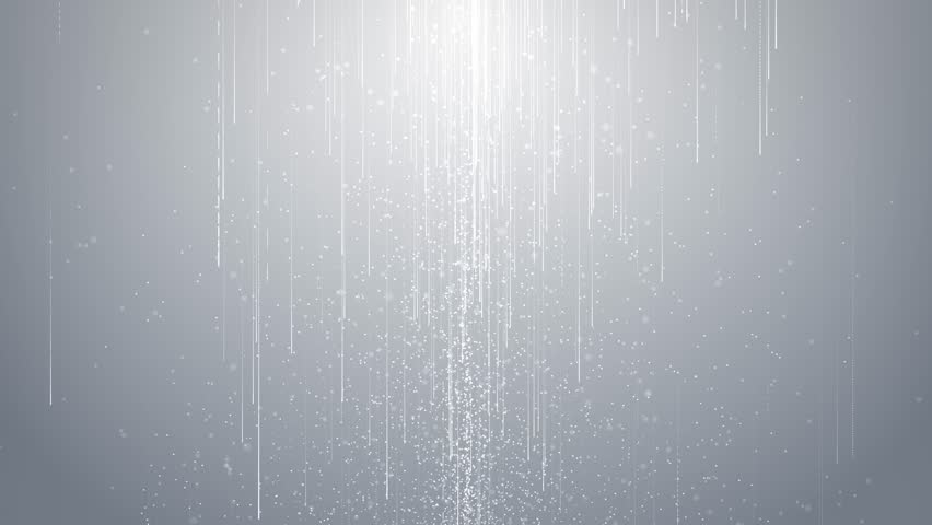 Abstract rain of glitter particles on a clean white-gray background. Shining particles and beautiful bokeh. Seamless looping animation
