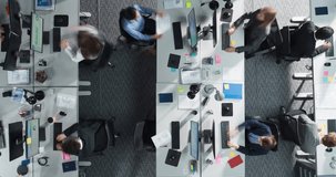 Timelapse Top Down View Of Diverse Male And Female Colleagues Working On Desktop Computers In the Corporate Office. Professional Managers And Financial Analysts In the Dynamic Work Environment. - Powered by Shutterstock - Get 15% off with code: PIKWIZARD15