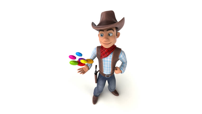 Fun 3D cartoon fun cowboy with alpha channel