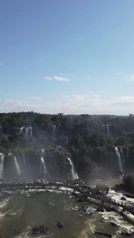 Iguazu Falls Brazil. Nature Wonder. Vertical video