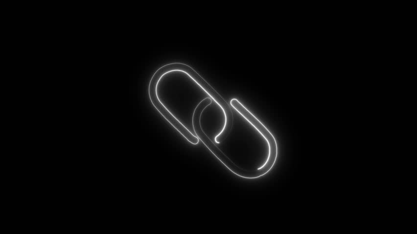 Link simple icon. Flat desing. whit neon on black background.