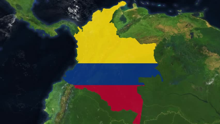 Colombia Country Zoom with Flag Reveal