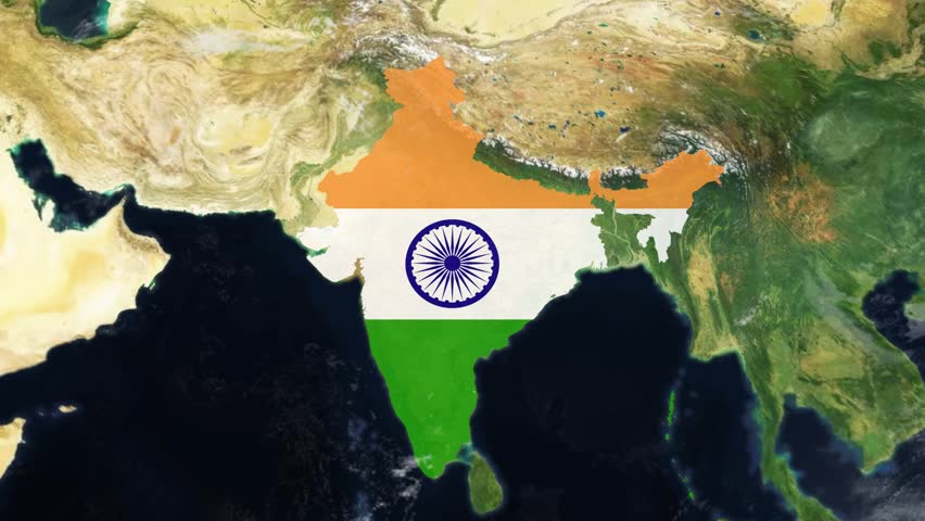India Country Zoom with Flag Reveal