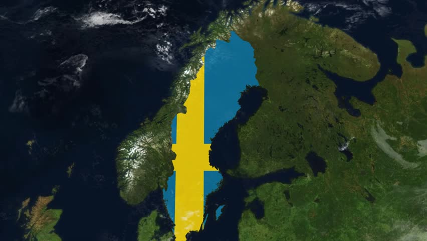 Sweden Country Zoom with Flag Reveal