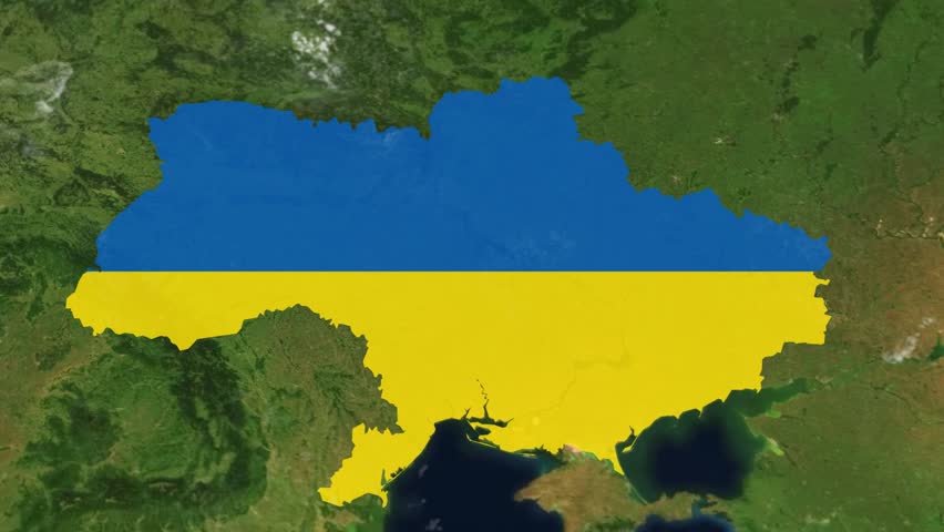 Ukraine Country Zoom with Flag Reveal