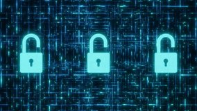 Cybersecurity concept. Animation of opening three digital locks. Access is authorized. High-tech background - Powered by Shutterstock - Get 15% off with code: PIKWIZARD15