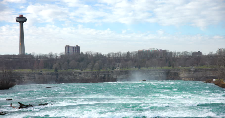 This is a shot of the Niagara River looking down towards the american falls and Bridal Veil Falls.