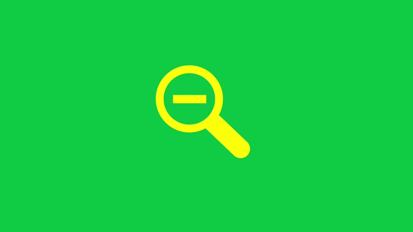 Simple animated magnifier with minus sign. Zoom animated icon concepual video clip on greenscreen. Shape animation. Useful for interface, web, social media.