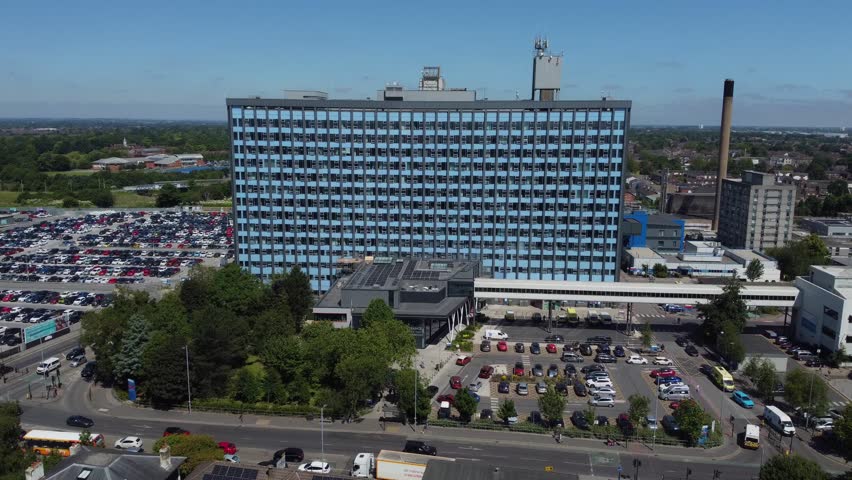 Drone 50fps. Hull Royal Infirmary. City NHS hospital. 