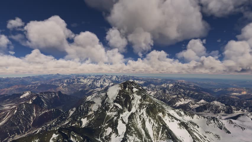 3D - Aerial drone view of Mount Aconcagua in Mendoza Province. Argentina