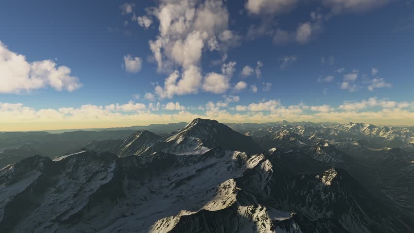3D - Circular aerial drone view of Mount Aconcagua in Mendoza Province. Argentina