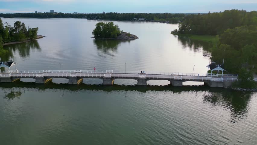 Aerial view of Seurasaari. Seurasaari is an island in Helsinki, Finland, known for its open-air museum showcasing Finnish architecture and rural life.