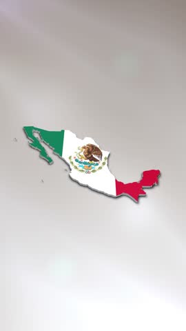 Mobile Vertical Resolution 2160x3840 Pixels, Mexico Flag on its Country Map, 
3D Map Flag Opener, Suitable for Politics, Elections, Travel, News and Sports Events and Presentations