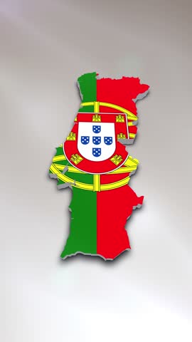 Mobile Vertical Resolution 2160x3840 Pixels, Portugal Flag on its Country Map, 
3D Map Flag Opener, Suitable for Politics, Elections, Travel, News and Sports Events and Presentations