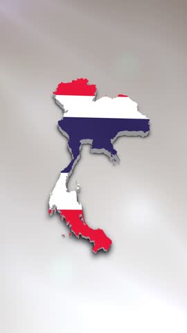 Mobile Vertical Resolution 2160x3840 Pixels, Thailand Flag on its Country Map, 
3D Map Flag Opener, Suitable for Politics, Elections, Travel, News and Sports Events and Presentations