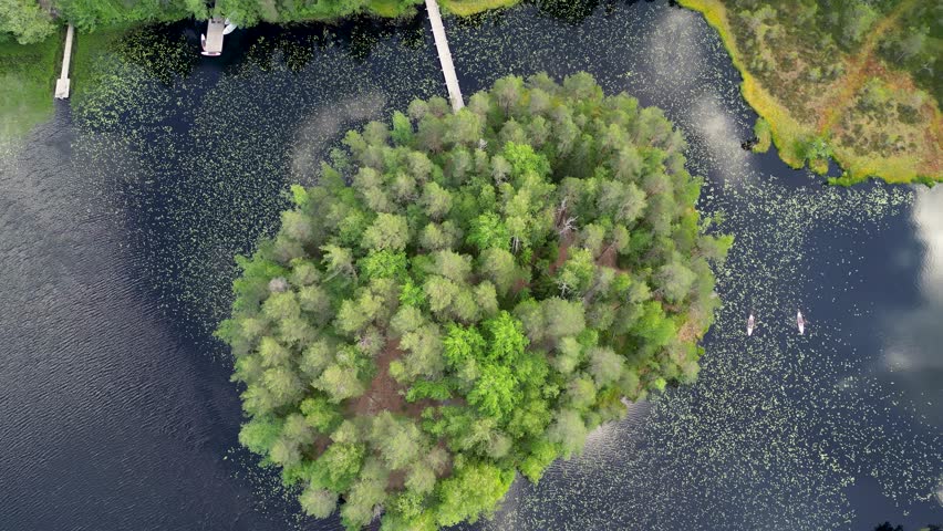 Aerial view of Nuuksio National Park, Finland on the summer. Haukkalampi is a small lake located in Espoo, Finland. It